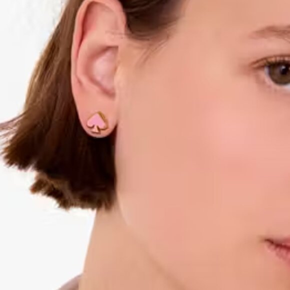 kate spade Surf Pink Everyday Spade Enamel Studs/NWT - Picture 2 of 8